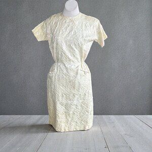 Kerrybrooke Vintage 50s Gold Ivory Brocade Tea Cocktail Dress READ